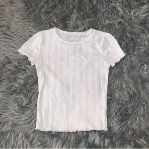 Aeropostale Kids White Ribbed Short Sleeve Top Size Extra Small